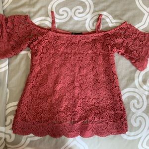Lacy pink off the shoulder top